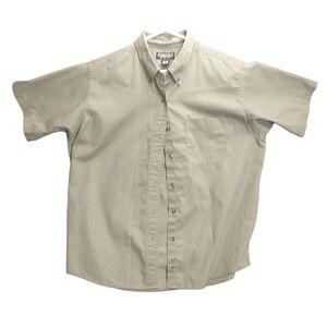 CMODC Mens XL Tan Khaki Short Sleeve Button Down Shirt Cotton Blend Workwear